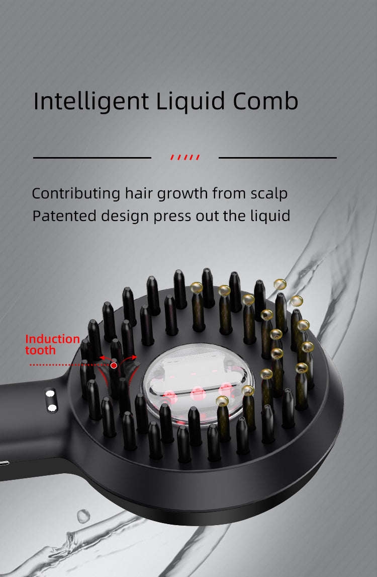 Smart Liquid Dispensing Scalp Massage Comb with Red & Infrared Light Heating Vibration