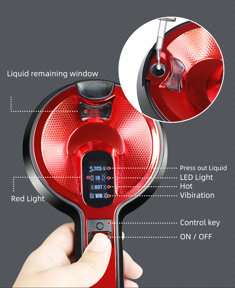 Smart Liquid Dispensing Scalp Massage Comb with Red & Infrared Light Heating Vibration