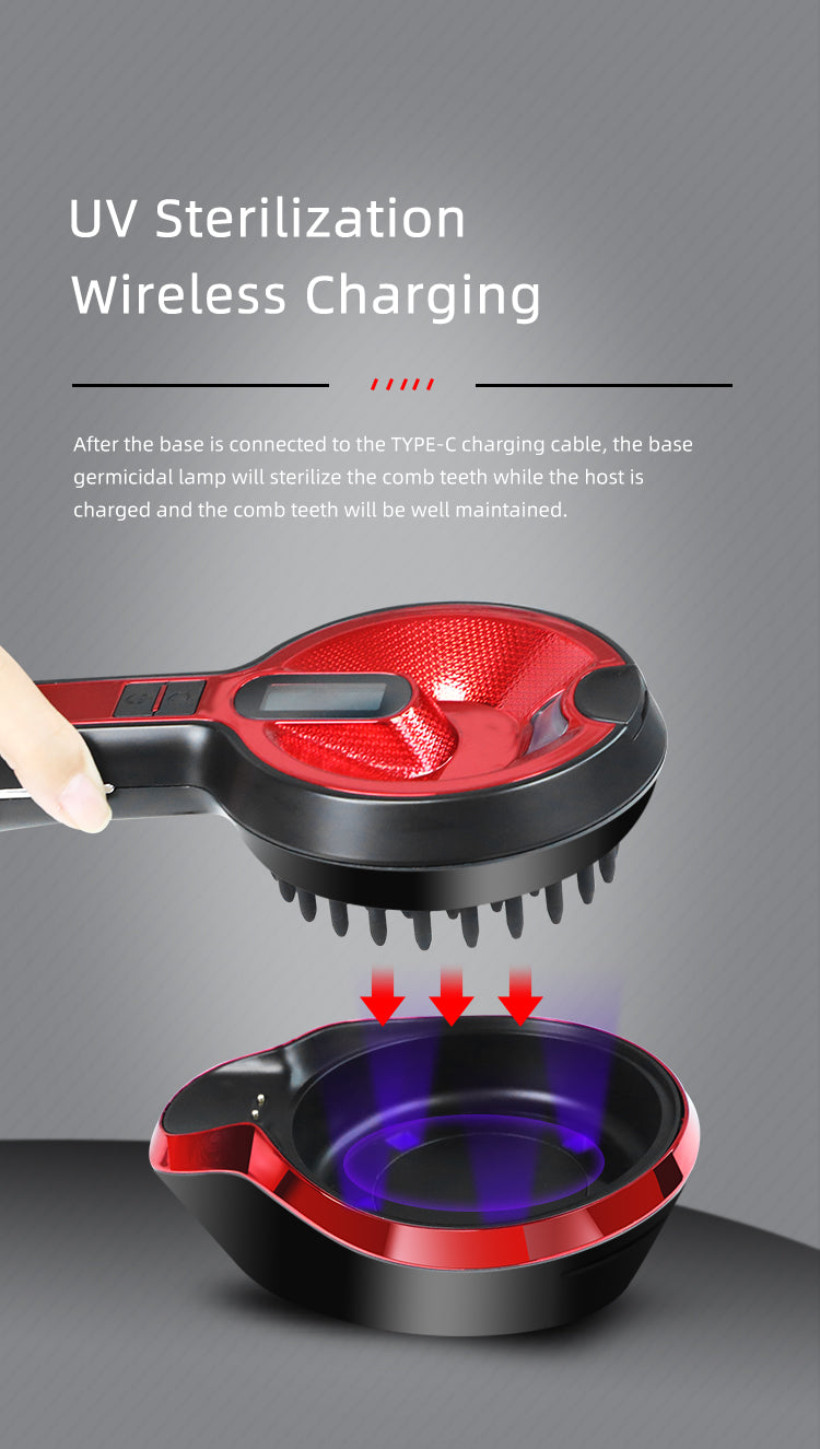 Smart Liquid Dispensing Scalp Massage Comb with Red & Infrared Light Heating Vibration