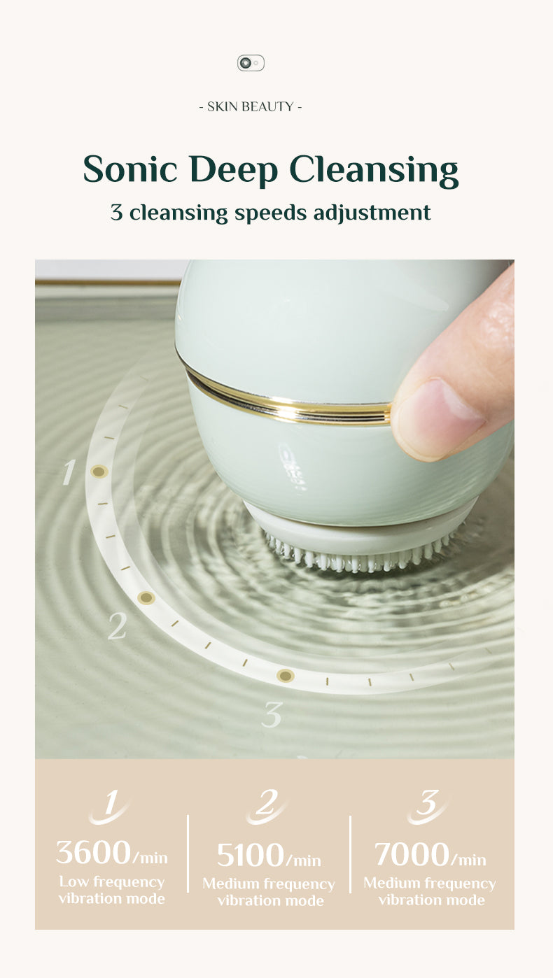 Sonic Facial Cleansing Brush Kit with Red Light, UV-C Sanitizing & Air-Drying Base