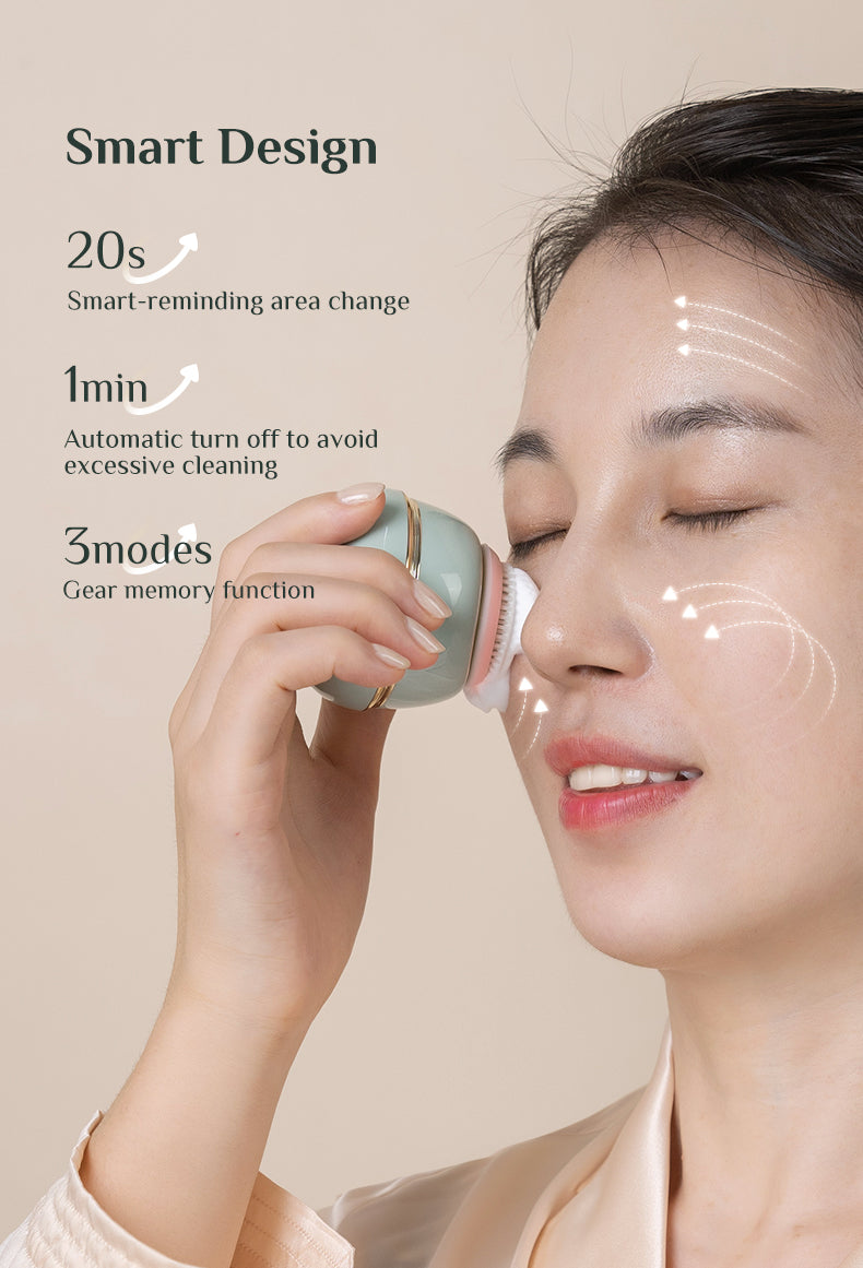 Sonic Facial Cleansing Brush Kit with Red Light, UV-C Sanitizing & Air-Drying Base